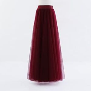 Tulle floor length burgundy maxi